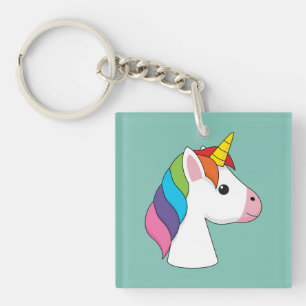 Llavero Unicornio mágico lindo con el pelo colorido
