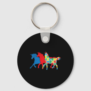 Llavero Unicornio rompe azul Autismo Rojo Conciencia Chica