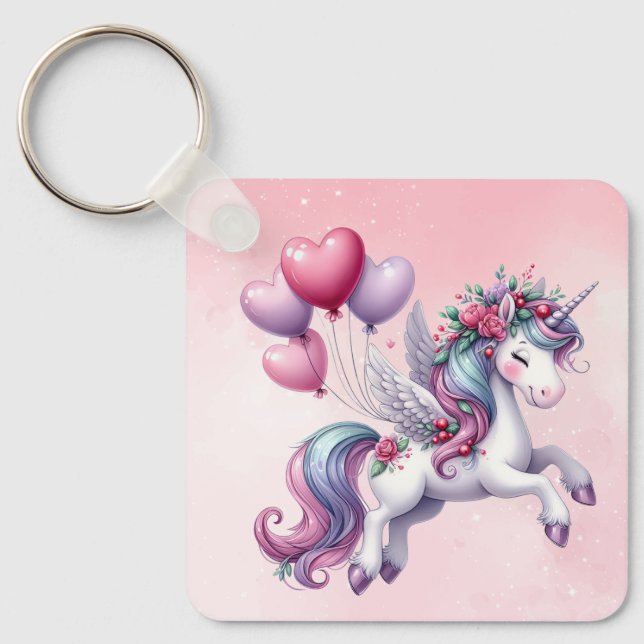 Llavero Unicornio rosa pastel (Anverso)