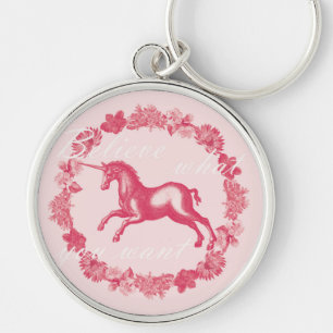 Llavero Unicornio rosa y flores