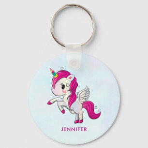 Llavero Unicornio rosado con alas