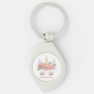 Llavero Unicornio, Unicornio Face, personalizada, femenina