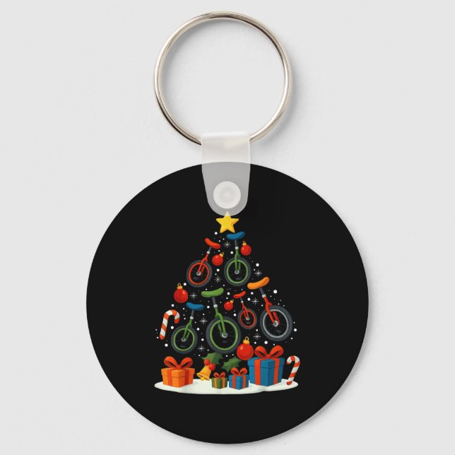 Llavero Unicycling Unicycle Christmas Tree Xmas  (Anverso)