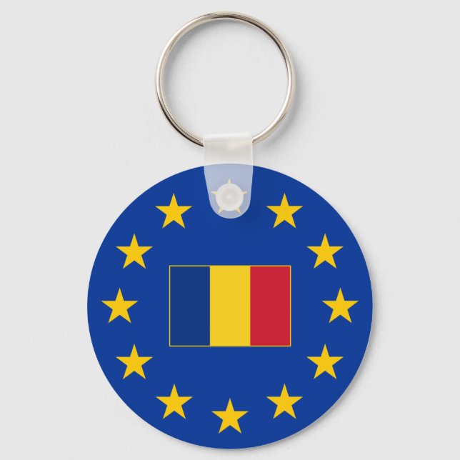 Llavero Unión Europea Rumania Bloqueo de botón básico (Anverso)