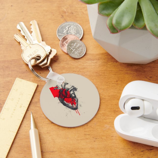 Llavero Unique Red Splatter Human Heart Keychain (Escritorio )