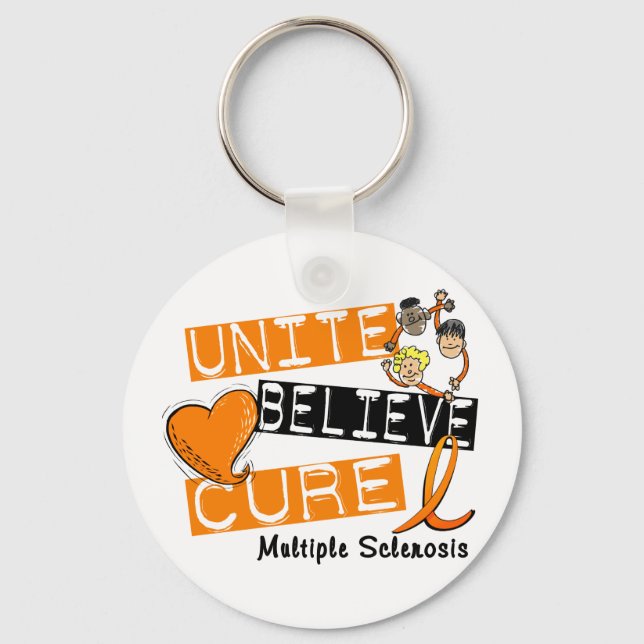 Llavero UNITE BELIEVE CURE Múltiple Esclerosis (Anverso)
