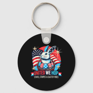 Llavero United We Hop - Patriotic Easter Bunny Usa Pride