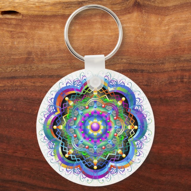 Llavero Universo Mandala Colores Psicodélicos (Anverso)