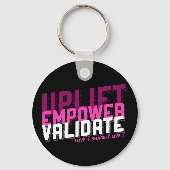 Llavero Uplift, Empower, Validate - Younique Keychain (Anverso)