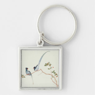 Llavero urracas azules Rojo-cargadas en cuenta, bayas de