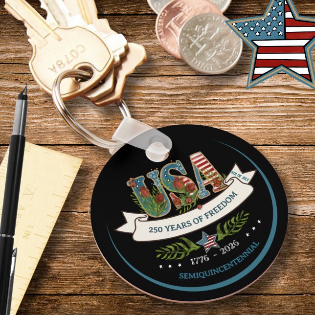 Llavero USA 250 Years of Freedom Botanical 4th Of July (USA 250 Years of Freedom Botanical 4th Of July Keychain)