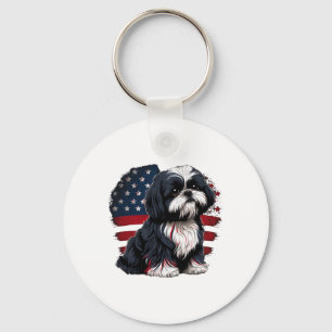 Llavero Usa 4 De Julio Shih Tzu En Patriótico Shih Tzu Ame
