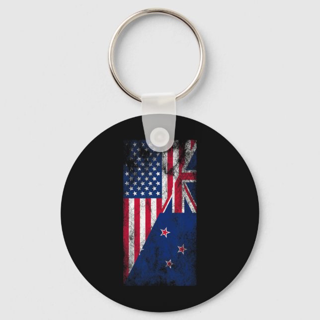 Llavero Usa &amp; New Zealand Flags - Us Of America Kiwi,  (Anverso)