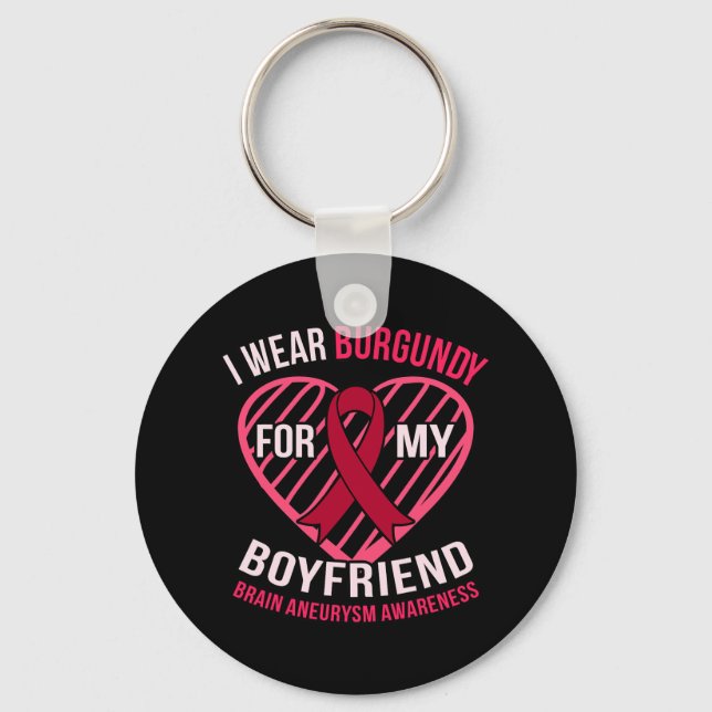 Llavero Usa Borgoña Para Awarene Aneurysm Brain Boyfriend (Anverso)