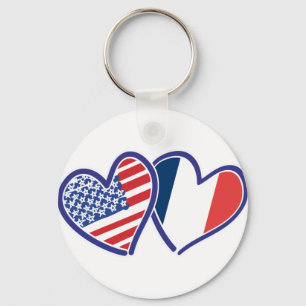Llavero USA France Love Hearts