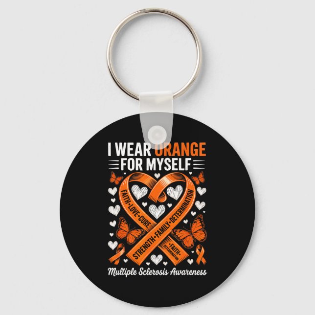 Llavero Usa naranja guerrera de esclerosis múltiple (Anverso)