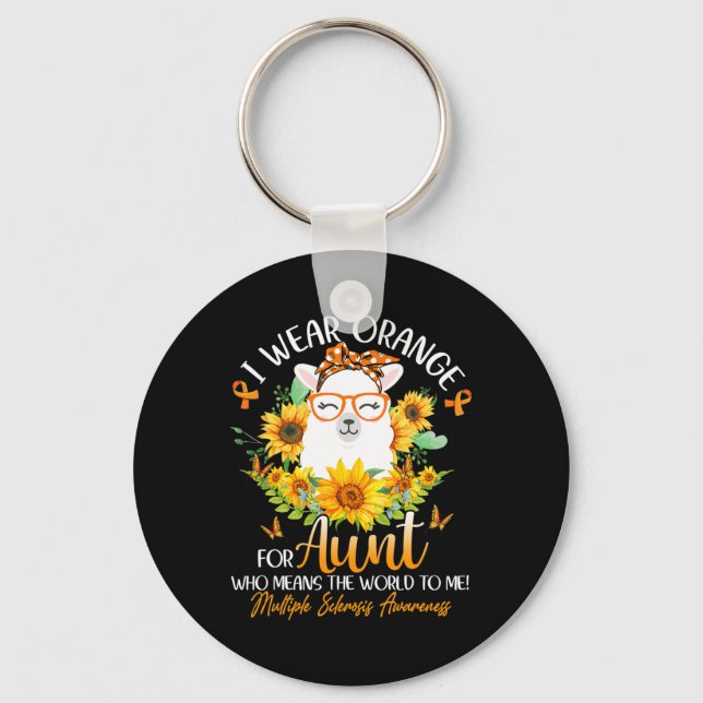 Llavero Usa Naranja Para Mi Tía Sra. Awareness Llama Sunfl (Anverso)