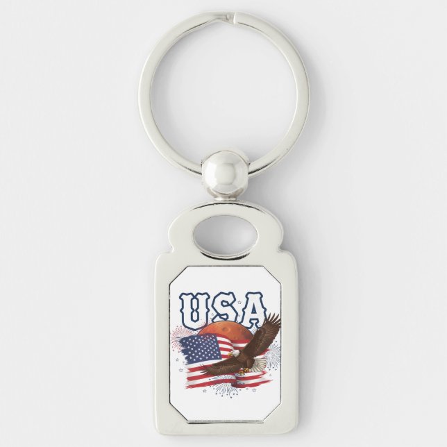 Llavero USA Patriotic Eagle with Mars Red Planet Design (Anverso)