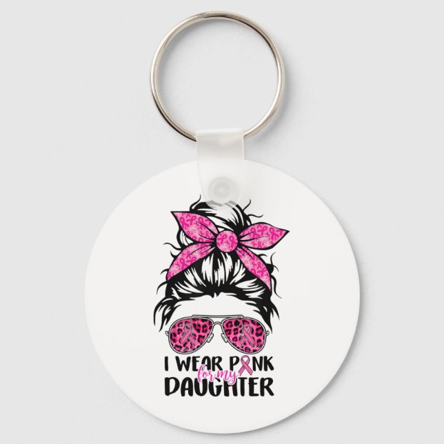 Llavero Usa Rosa Para Mi Hija Desordenado Cáncer De Mama B (Anverso)