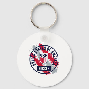 Llavero Usa Soccer Retro Pintura Blanca Usmnt Oficialmente