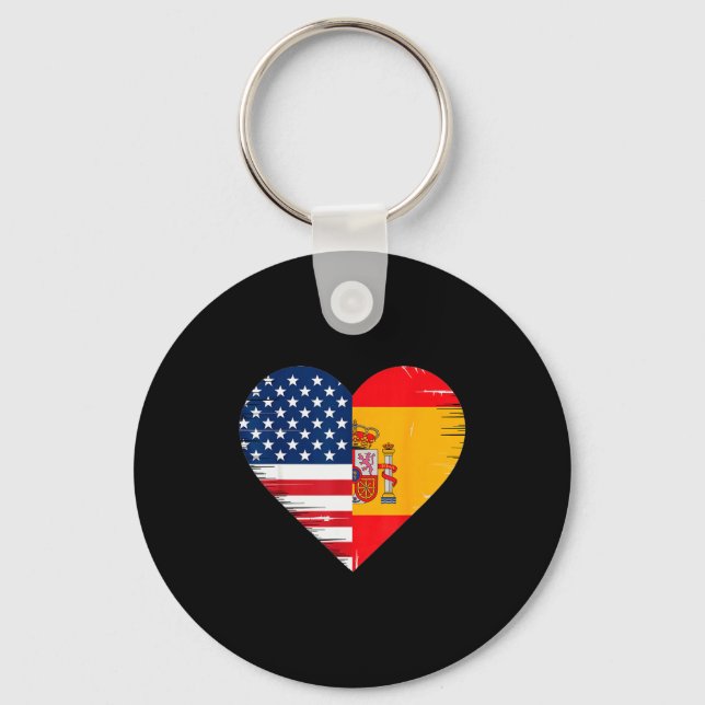 Llavero Usa Spain Heart - Dual Citizenship  (Anverso)