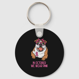 Llavero Usamos Awarene De Cáncer De Mama De Bulldog Inglés