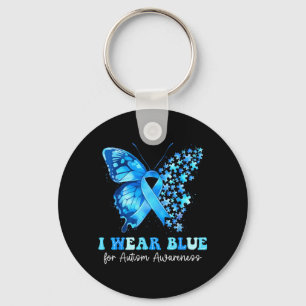 Llavero Usar Azul para la Mariposa de Conciencia del Autis