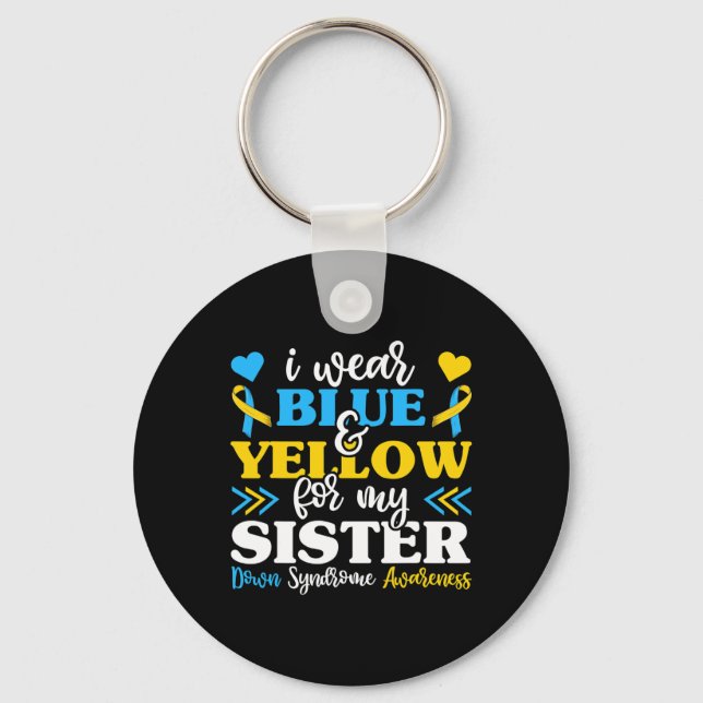 Llavero Uso Amarillo Azul Para Mi Hermana Con Síndrome De  (Anverso)