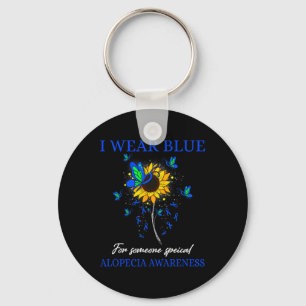 Llavero Uso Azul Para La Conciencia De Alopecia Girasol