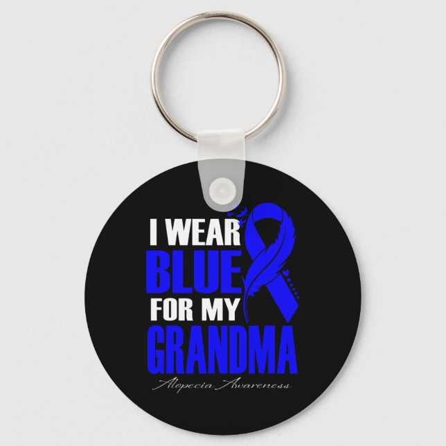 Llavero Uso Azul Para Mi Abuela Alopecia Feather (Anverso)