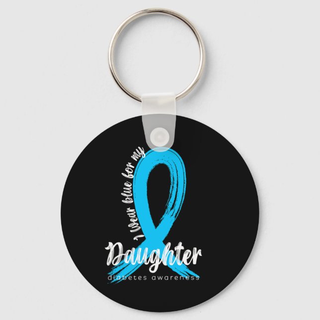 Llavero Uso Azul Para Mi Hija Diabetes Sensibilización (Anverso)