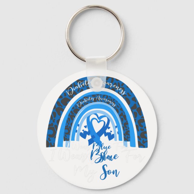Llavero Uso Azul Para Mi Hijo Diabetes Conciencia Mes Gi (Anverso)