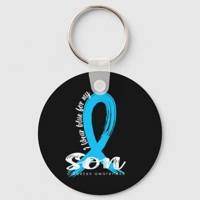 Llavero Uso Azul Para Mi Hijo Diabetes Conciencia Rib Azul (Anverso)