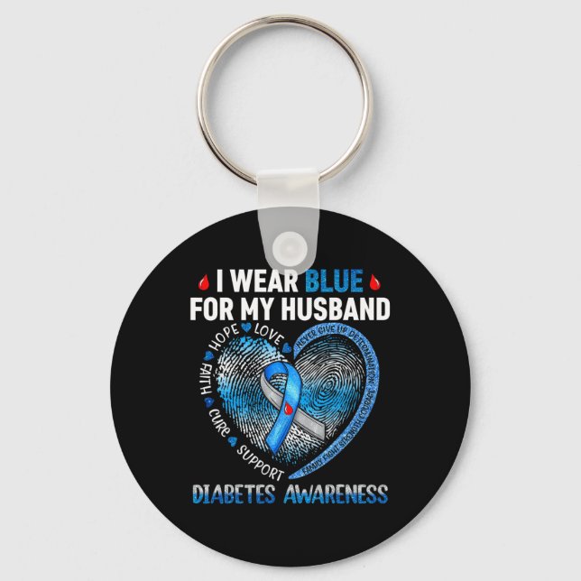 Llavero Uso Azul Para Mi Marido Diabetes Fami De Concienci (Anverso)