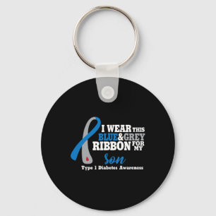 Llavero Uso azul y gris para mi hijo Diabetes Conciencia