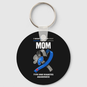 Llavero Uso Azul Y Gris Para Mi Mamá Diabetes Tipo 1