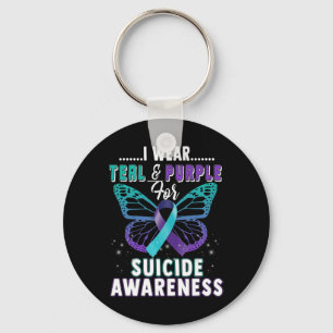 Llavero Uso conciencia suicida de apoyo Verde azulado y pú