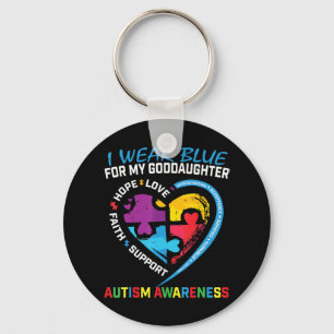 Llavero Uso el azul para la conciencia de autismo de mi di