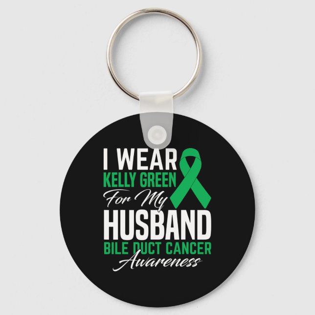 Llavero Uso Kelly Green Para Mi Esposo Bile Duct Cancer (Anverso)