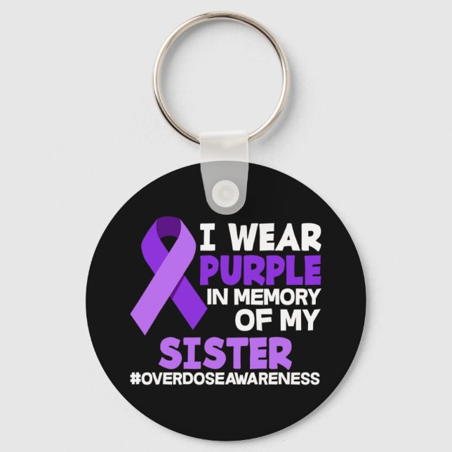 Llavero Uso Morado En Memoria De La Sobredosis De Mi Herma (Anverso)