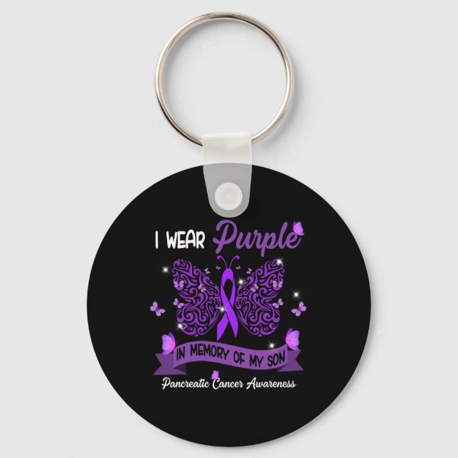 Llavero Uso Morado En Memoria De Mi Hijo Cance Pancreático (Anverso)