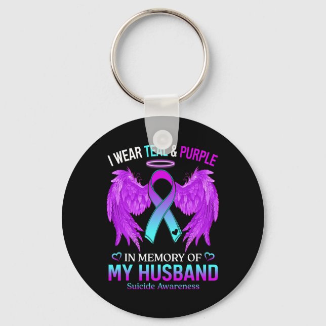 Llavero Uso Morado Verde azulado En Memoria Del Suicidio D (Anverso)