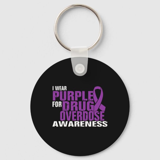 Llavero Uso Púrpura Para Concienciar Sobre La Sobredosis D (Anverso)
