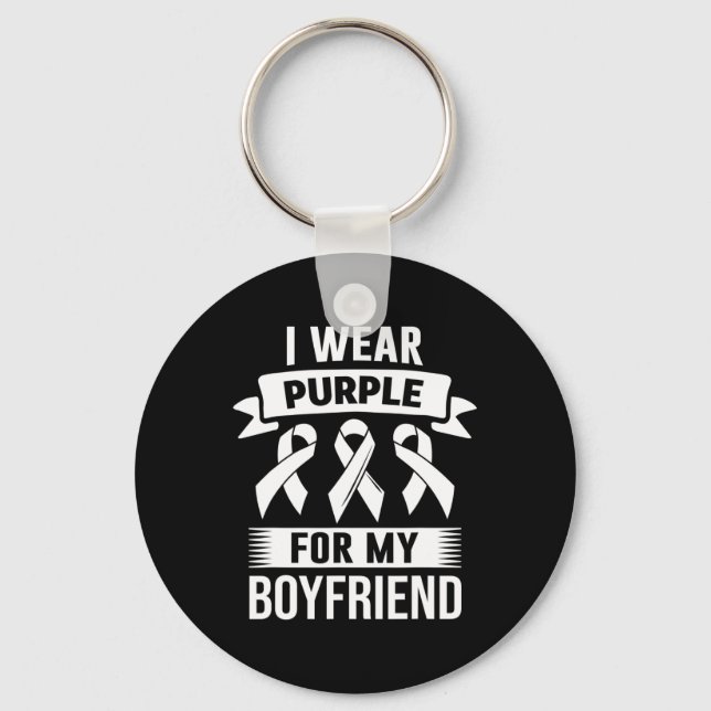 Llavero Uso Púrpura Para Mi Novio Conciencia Sobre La Sobr (Anverso)