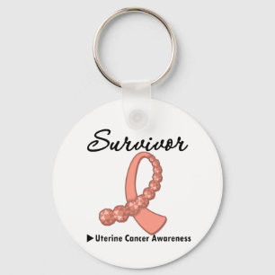 Llavero Uterine Cancer Survivor Gemstone Ribbon