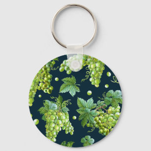 Llavero Uva verde: Patrón oscuro de acuarela