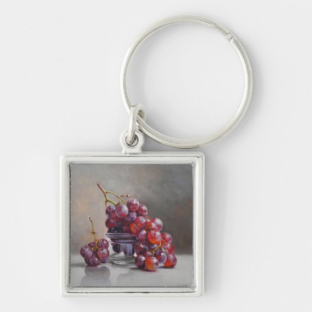Llavero Uvas Rojas Bodegón - de Pintura al Óleo Original (Frente)