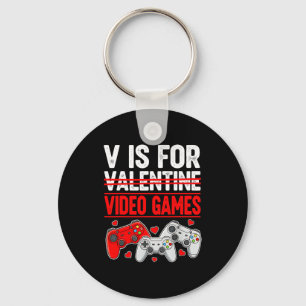 Llavero V es para videojuego divertido Día de San Valentín