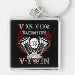 Llavero V is for Valentine, V-Twin Motorcycle. Biker