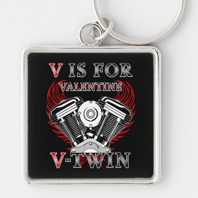 Llavero V is for Valentine, V-Twin Motorcycle. Biker (Frente)
